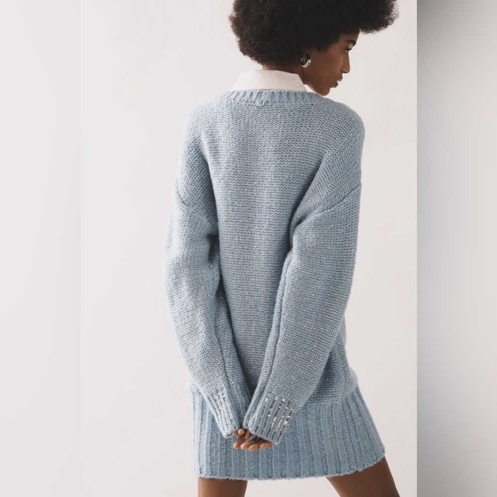 NWT! Anthropologie Maeve Layered Sparkle Cardigan Sweater Mini Dress -Multiple 🪑 - Picture 4 of 7